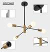 SOZOMO musta ja kultainen skandinaavinen kattovalaisin – moderni LED-riippuvalaisin