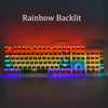 Mechanical Gaming Keyboard with Rainbow LED Backlit, 104-Key Anti-Ghosting Blue Switch Metal Panel Light up Keyboard Ergonomic Design Wired USB for PC, Laptop, Mac (Blue-White)