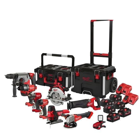 Milwaukee M18 FPP9A-555T SET 19-osainen sarja, sisältää kotelon ja kärrylaukun