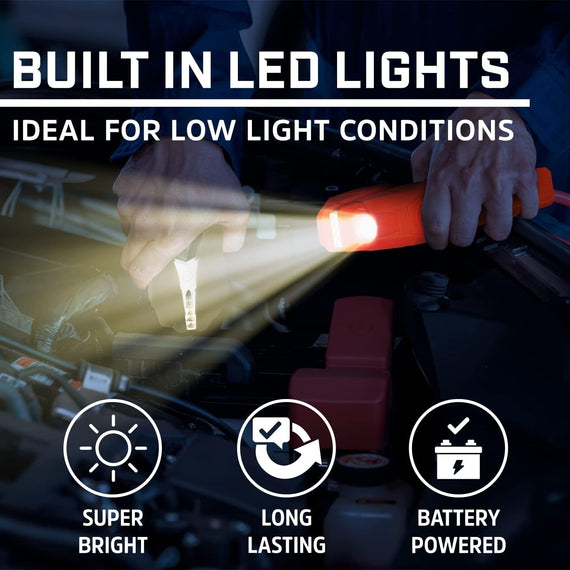 Jumper Cables for Car Battery with Built-In LED Lights, Heavy Duty Automotive Booster Cables for Jump Starting Dead or Weak Batteries - Carrying Bag Included (16-Feet (4-Gauge)