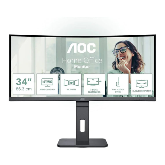 AOC CU34P3CV kaareva toimistonäyttö 34 tuumaa, erittäin leveä, Quad HD LED, musta