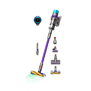 Vacuum cleaner with attachments on a white background