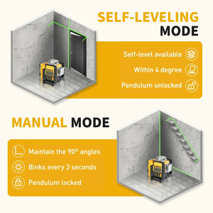 DEWALT DW089LG 12 linjaa 3 sivua * 360 astetta pystysuora 12 V:n litiumparistolla toimiva lasertaso vaakasuora vihreä mittari ulkokäyttöön 