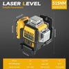 DEWALT DW089LG 12 linjaa 3 sivua * 360 astetta pystysuora 12 V:n litiumparistolla toimiva lasertaso vaakasuora vihreä mittari ulkokäyttöön 