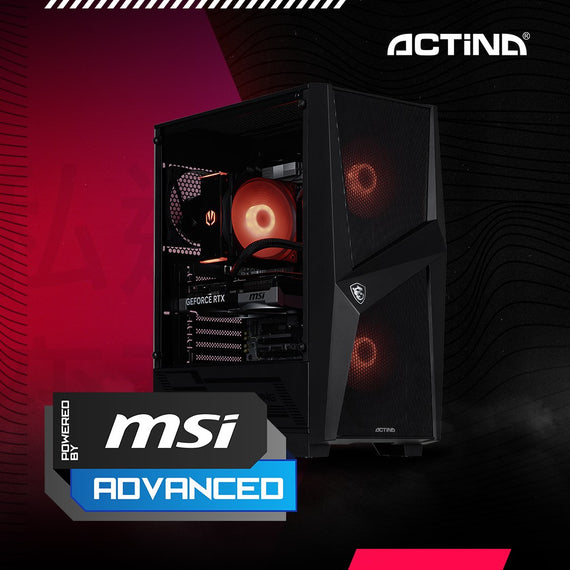 Actina-pelitietokone – Ryzen 9 7900, RTX 5070 Ti, 32 Gt DDR5, 1 Tt SSD (musta keskitorni)