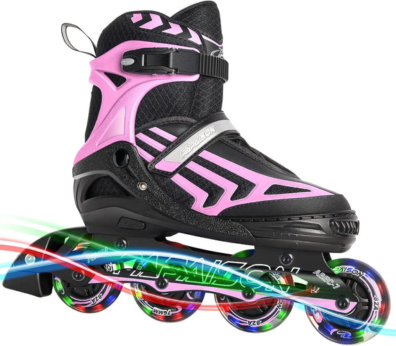 Adjustable Inline Skates for Kids and Adults with Light up Wheels Beginner Skates Fun Illuminating Roller Skates for Kids Boys and Ladies