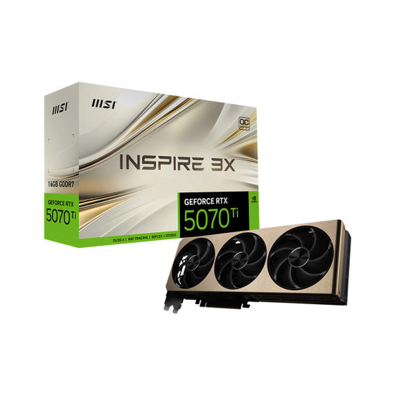 MSI GeForce RTX 5070 Ti INSPIRE 3X 16GB GDDR7 (G507T-16I3, PCIe 5.0, 3 tuulettimen jäähdytys)